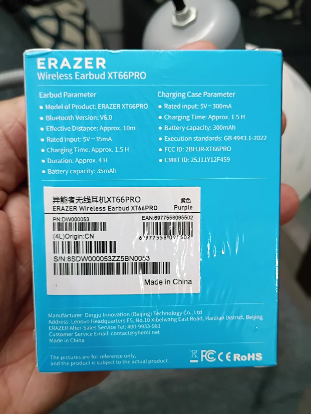 Erazer Wireless Earbud XT66PRO - Black - Invested by Lenovo